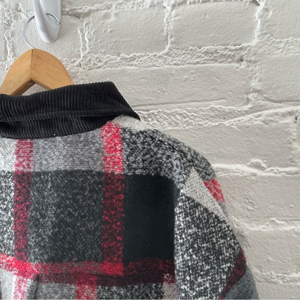 DAVI & DANI Oversized Plaid Shacket Button Up Wool Blend Textured Flannel Jacket - Picture 11 of 16
